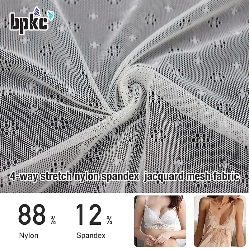 4-way stretch nylon spandex  jacquard mesh fabric